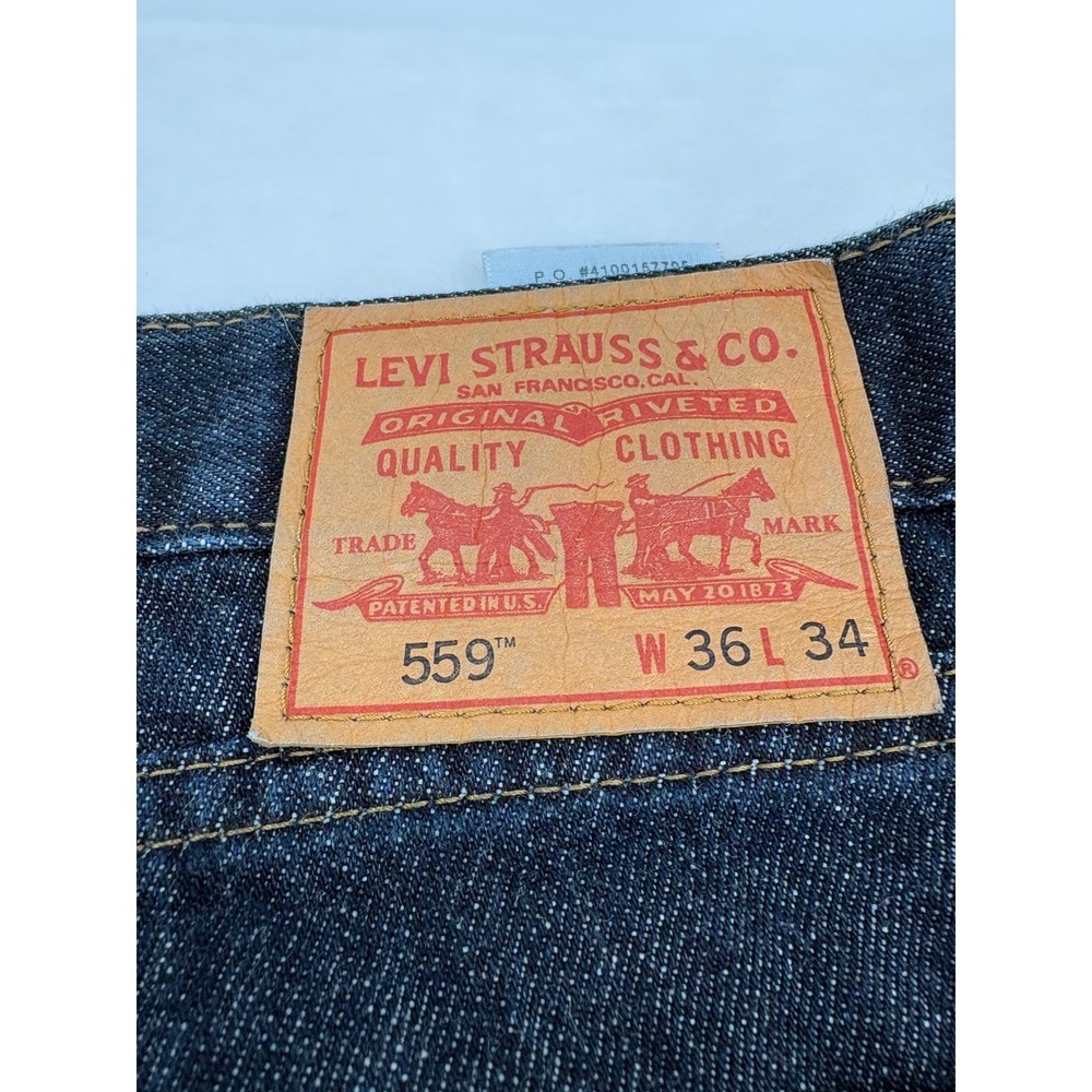 Levi's 559 Jeans Mens 36x34 Relaxed Straight Dark Wash Blue Denim AE141 - Picture 7 of 9